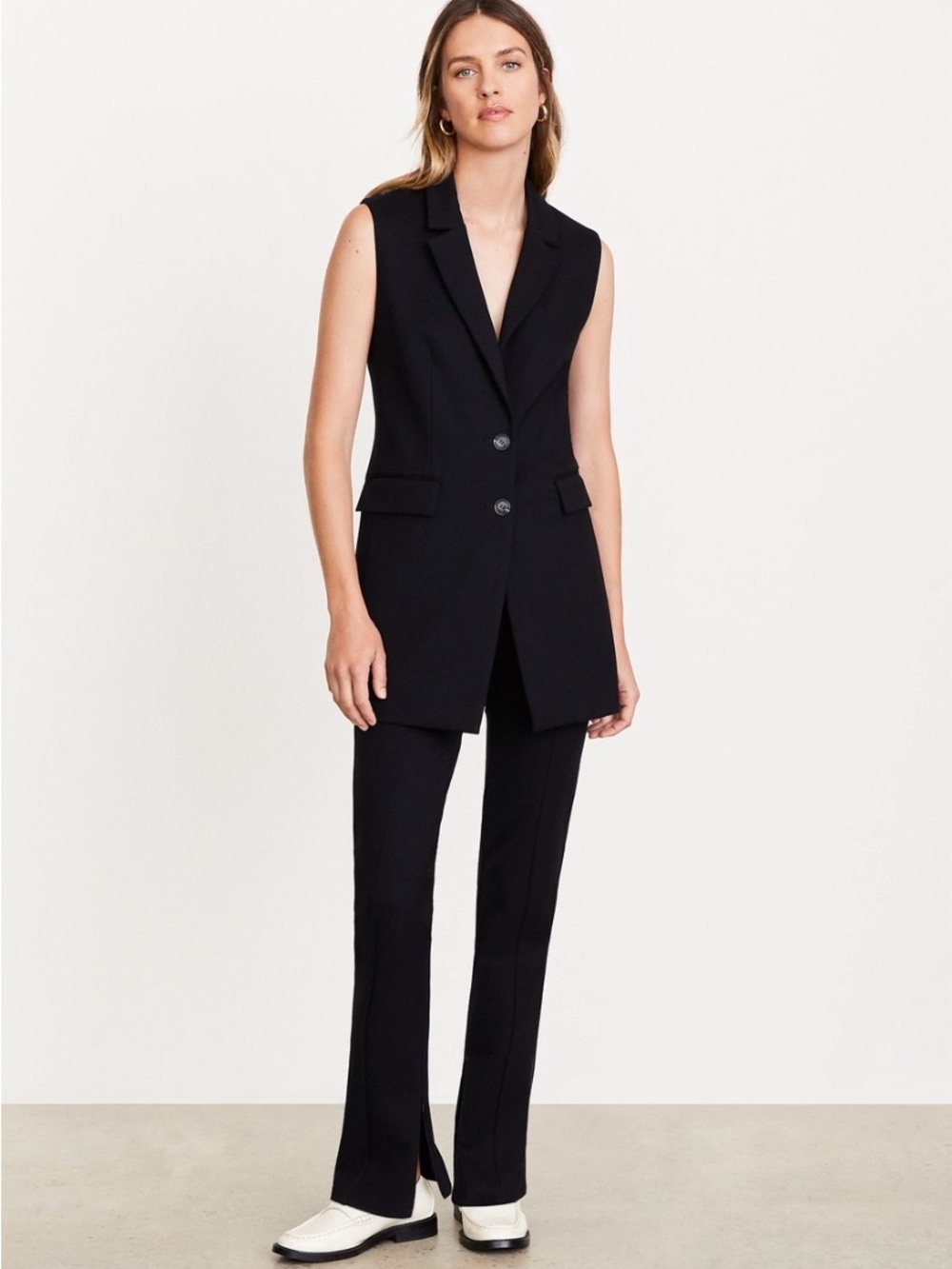 LOFT Black Sleeveless Blazer Vest